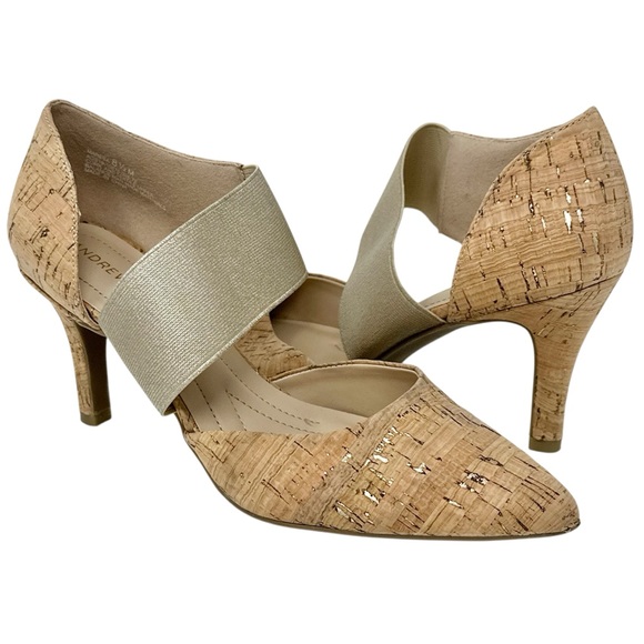 Andrew Geller Maresa Cork Pump Heels Womens Size 8 1/2 - Picture 1 of 9